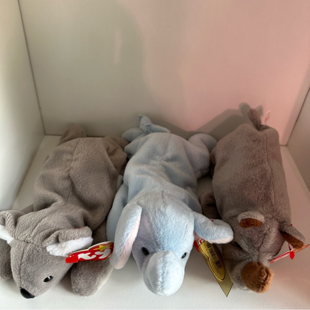 Ty Beanie Babies Bundle Of 3 Zoo Animals Retired Elephant Koala Rhino - Picture 2 of 3